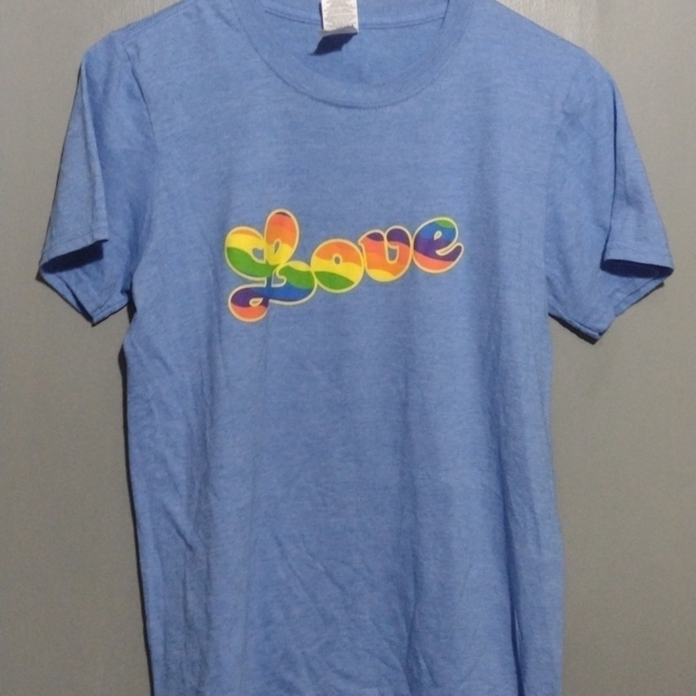 LOVE rainbow blue t-shirt